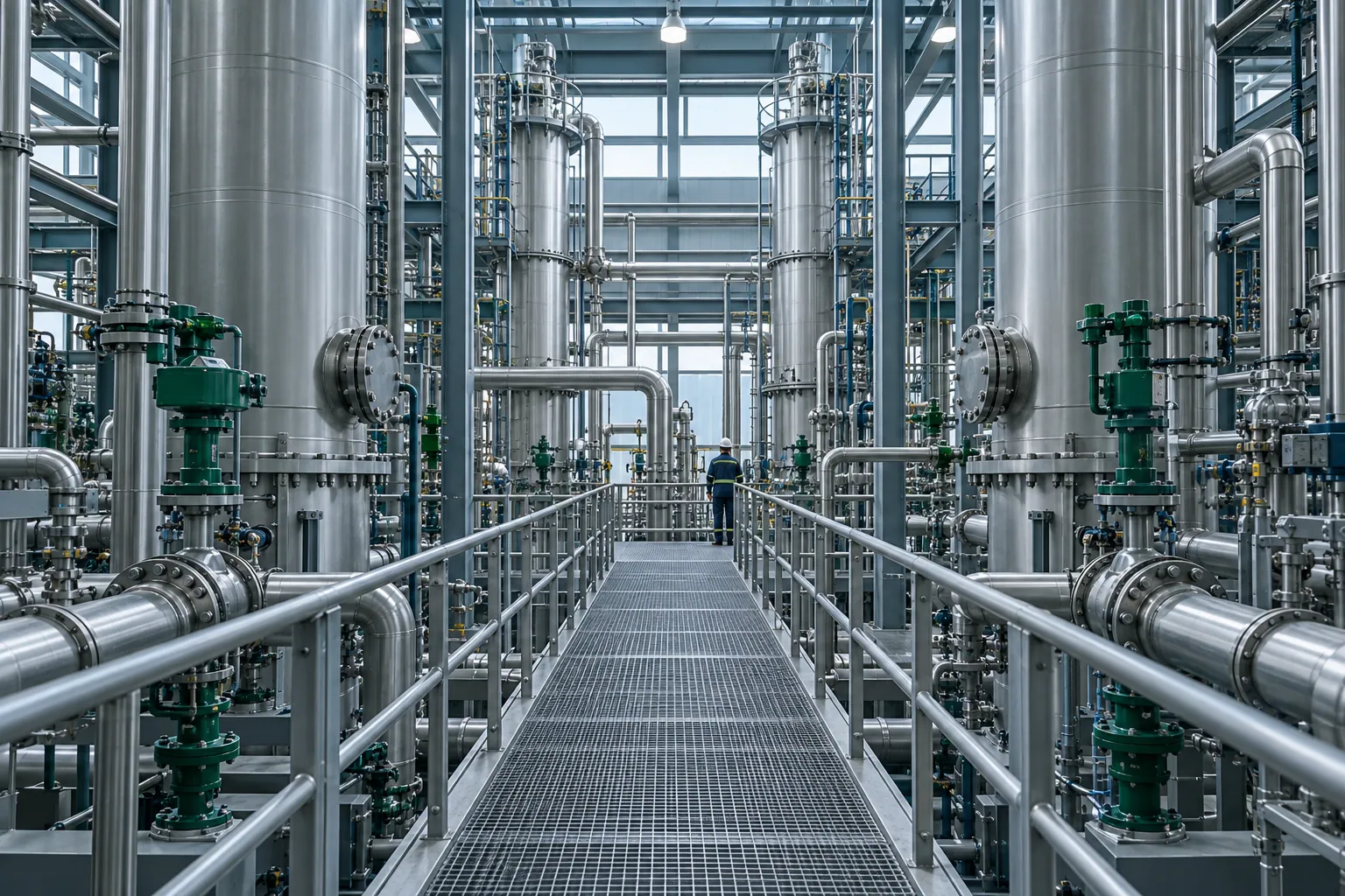 Pipework and tanks inside a petrochemical plant
