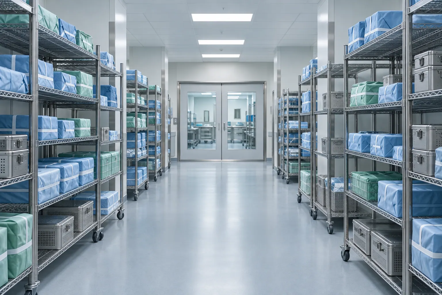 A sterile supply corridor in a hospital